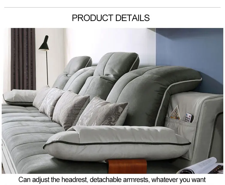 Modern Recliner Furniture Living Room 5 4 3 Seater Modern Velvet Fabric Sectional Sofa