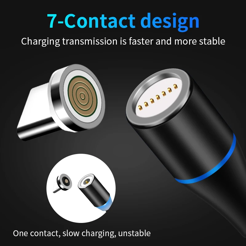 3 in 1 LED USB Data Cable 3A Magnetic Charging Cable for IOS Android Type C Micro USB Charging Cable Data Line - ANKUX.COM