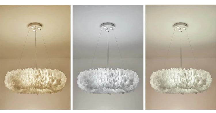 Nordic lamps ins wind bedroom lamp simple creative personality living room lighting room restaurant KOL feather chandelier
