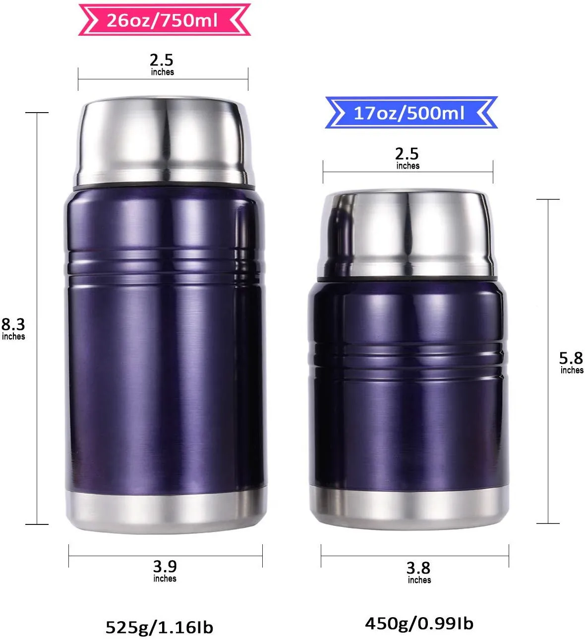 Bpa Free Vacuum Insulated Food Jar Stainless Steel Lunch Box With