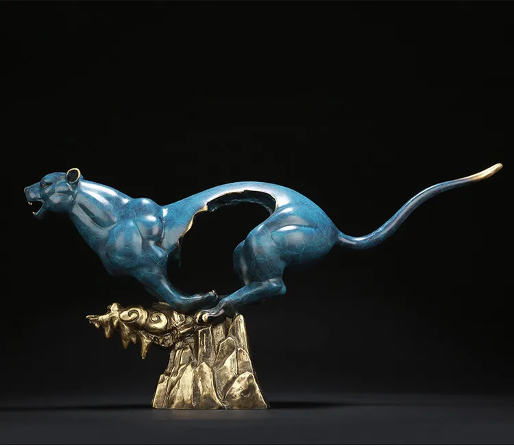 dropship与实物大小一样的青铜豹雕塑黑豹制成黄铜豹雕像出售