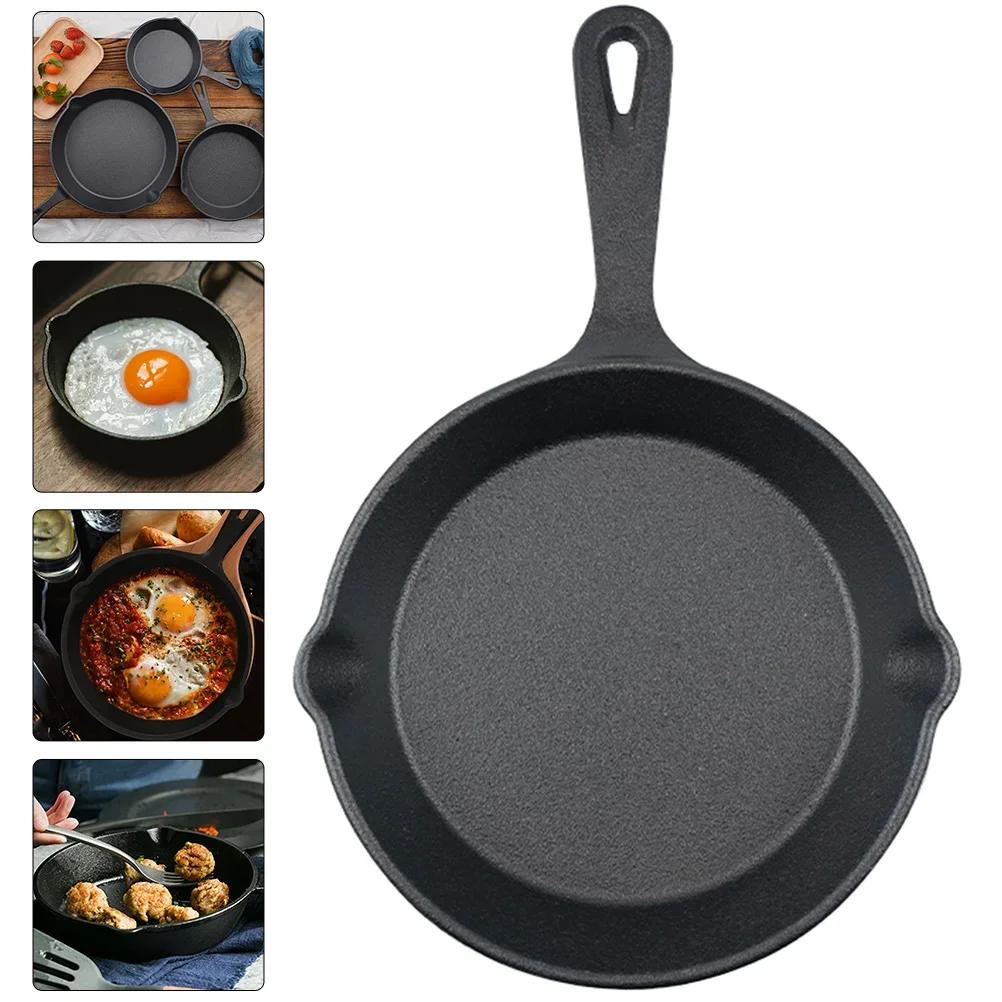 14 26cm Cast Iron Cookware Frying Pan Skillet Cooking Steak Plate Cast Iron Grill Pan Sizzling 2175