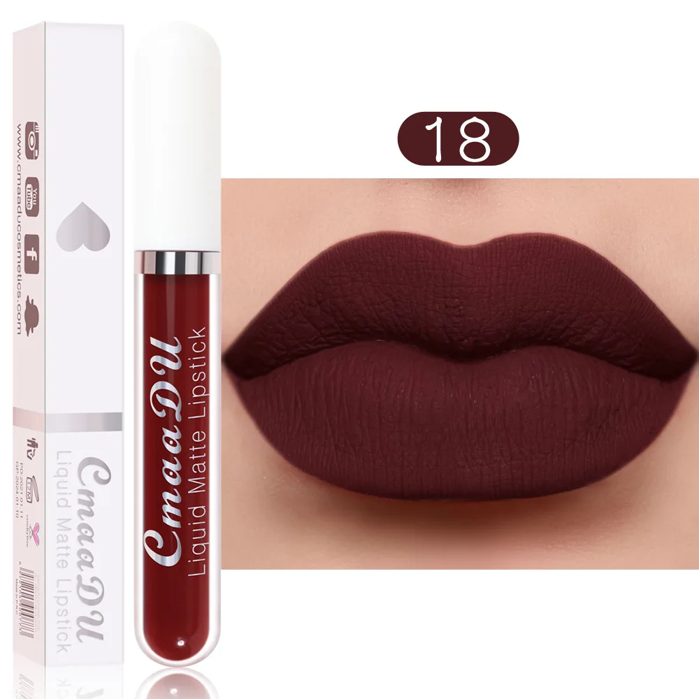 CmaaDu 18 Ultra Chic Colors Matte Waterproof Long-lasting Liquid Lipstick Vegan Cruelty-Free Lip Gloss for Makeup Vegan New Box