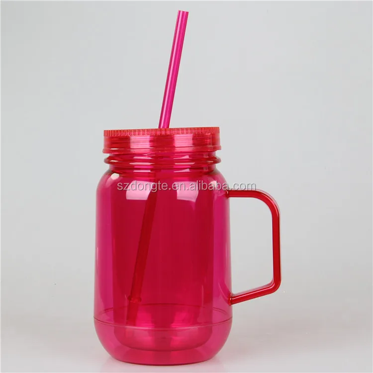 Custom New Style Plastic Mason Jar Mug With Lid And Straw And Handle Buy Plastic Mason Jar Mug