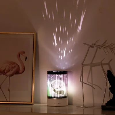 Unique led 3d night light kids home decoration 7-color changing revolving remote control usb animal table lamp bt speaker - ANKUX.COM