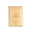 USA america gold pu leather passport holders cover