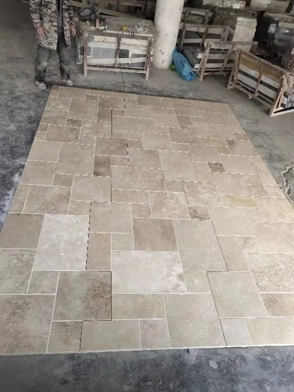 Flooring Decorative Stone Install Pavers Antique Tiles French Pattern Beige Travertine Indoor