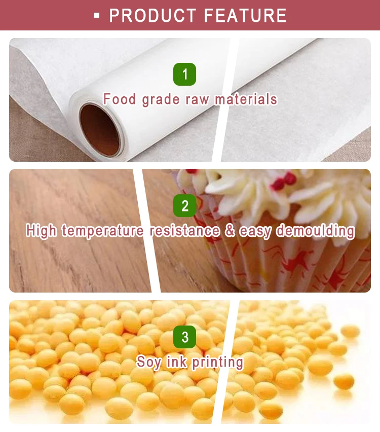 100% Food Grade Material High Temperature Resistant Cake Cups Paper Baking Liners Cases For Wedding Decoration