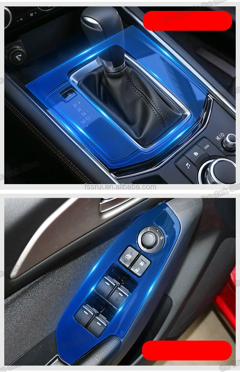 Interni auto Console centrale TPU trasparente Pellicola protettiva Pellicola di riparazione antigraffio Accessori Refit per Mazda CX-5 2017-2020