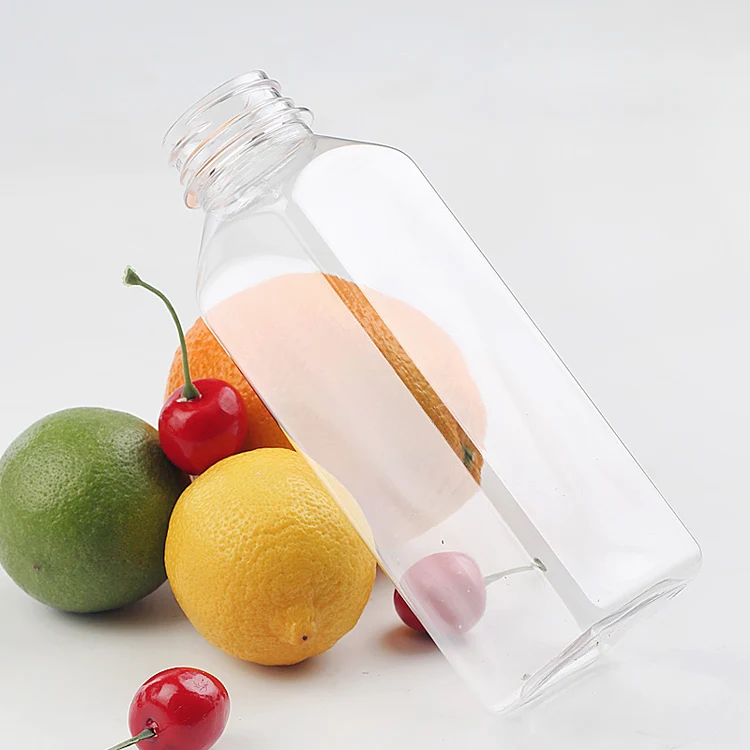 350ml Beverage Plastic Bottle Empty Clear French Square Smoothie Cold
