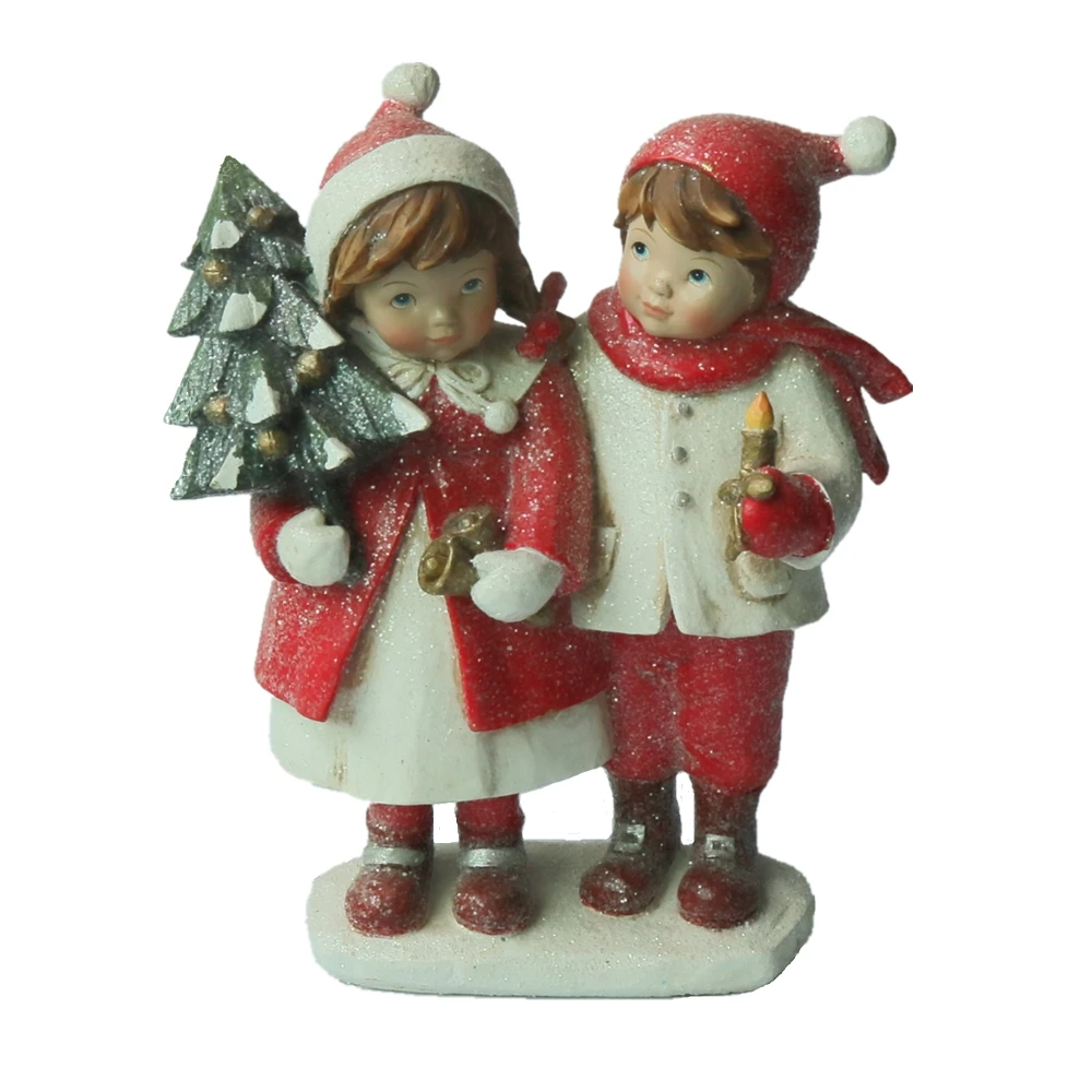 Sculpture De Garçon Et Fille,Décoration De Noël,Artisanale,Joli