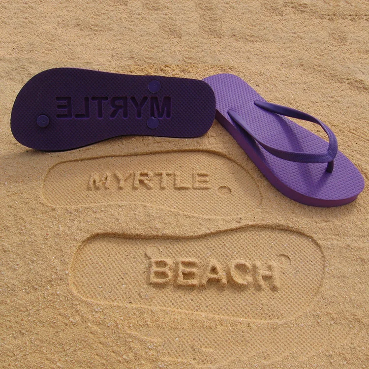 Custom Die Cut Sole White Embossed Sand Imprint Flip Flops,Rubber White ...