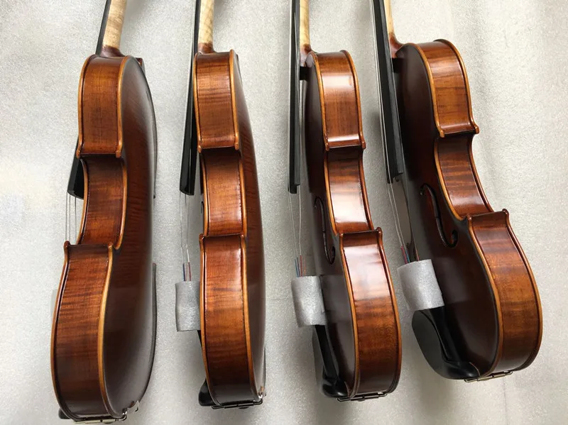 High Quality Handmade Varnished Satin Brown Violin With Carved Solid ...