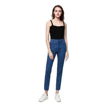 blue striped jeans womens