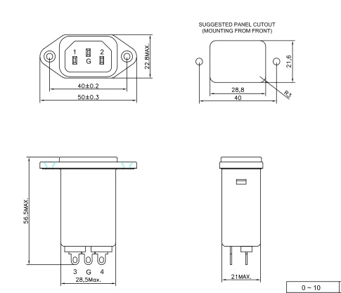 10A IEC 320 Inlet Filter High Efficiency Plug In RFI Filter For Household Equipment