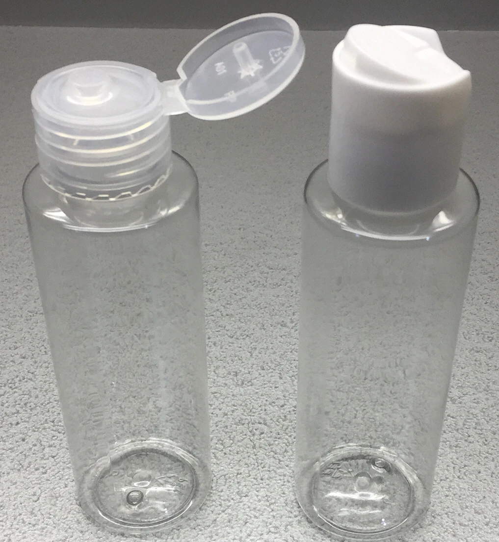 100毫升 pet 透明瓶子,带翻盖或圆盘盖