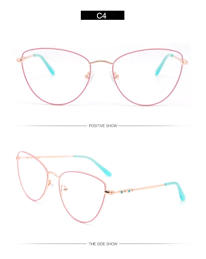 New Fashion Trendy Women Metal Cat Eye Frames Optical Eye Glasses Eyeglasses