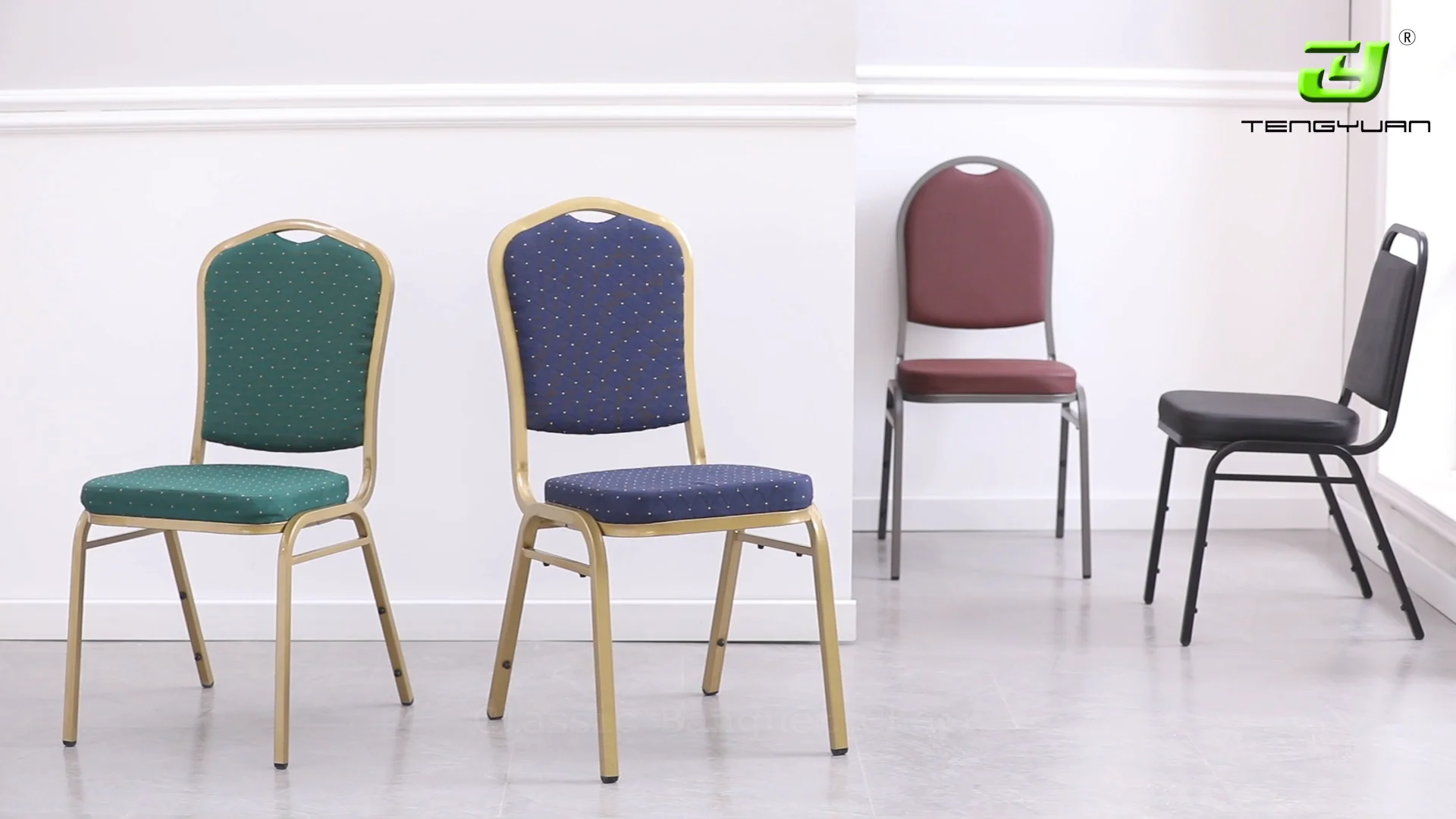 Hot Sale Metal Flat Back Banquet Chair Royal Black Party Chair Wedding