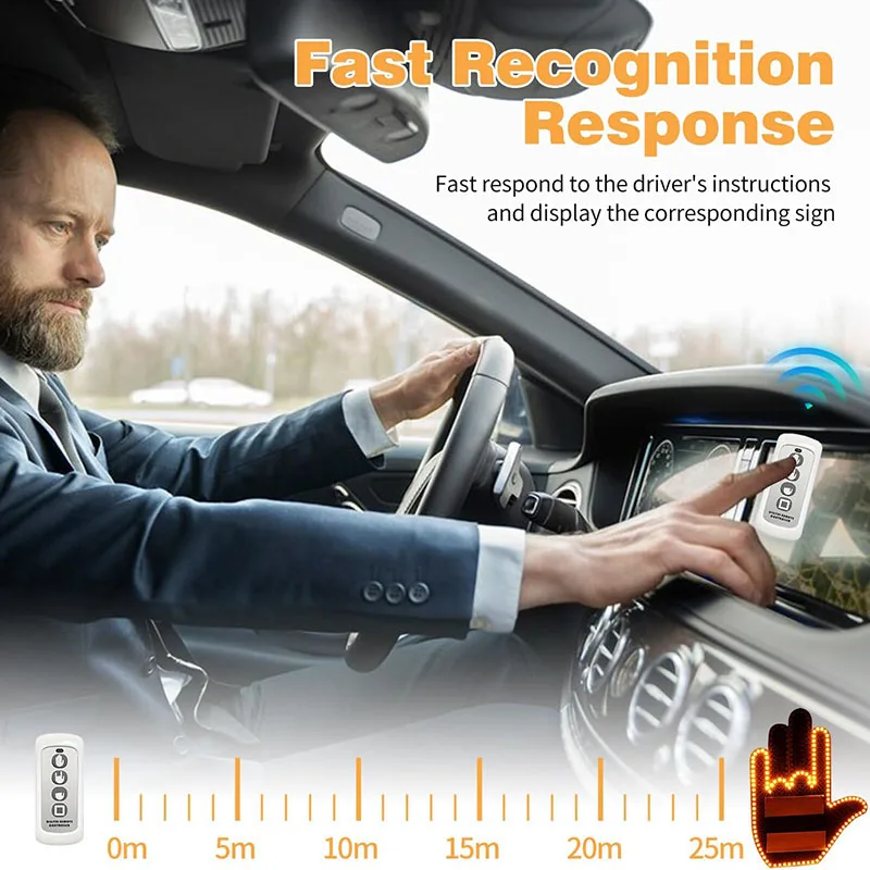 Others Car Light Accessories Window Led Sign Hand Gesture Light Up Remote Suv Truck Flik Middle