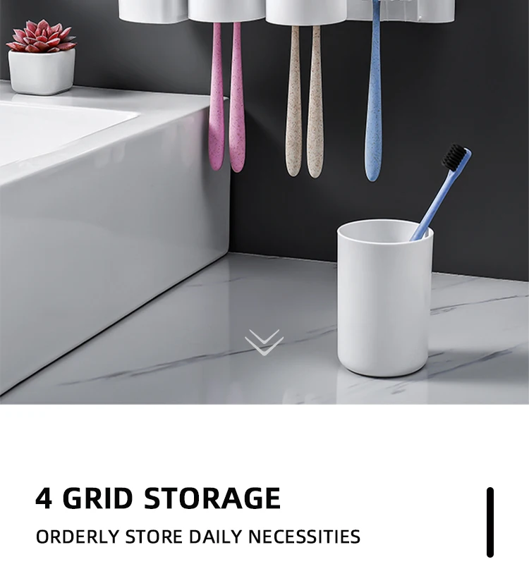 bathroom accessories plastic ABS toothbrush wall  holder  home organization toothpaste dispenser  with suction 3 cups  toilet