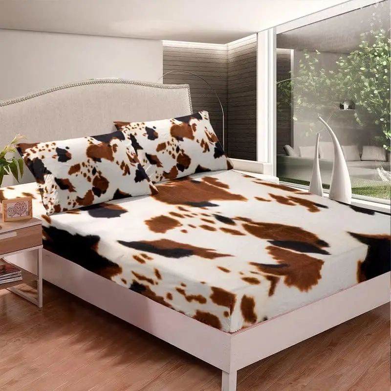 3 Pcs Cow Bed Sheet Set 100 Microfiber Deep Pockets Sheets For Kids
