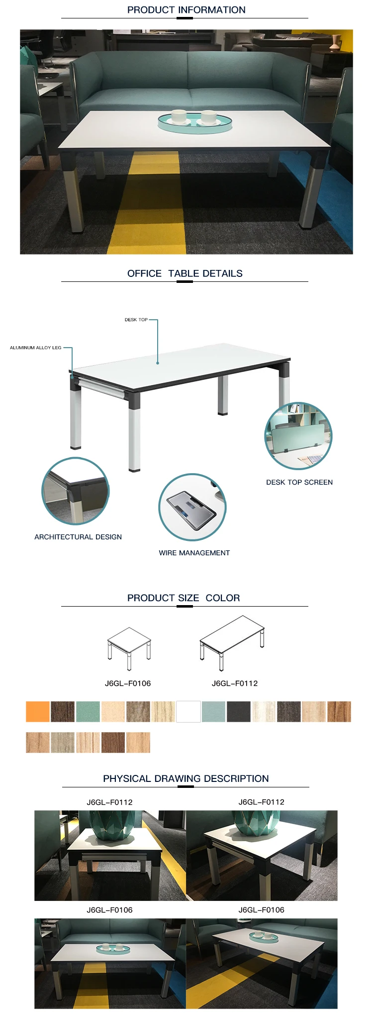 Dious Furniture E1 grade melamine rectangular wood tea table  coffee table