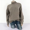 Winter high collar long sleeve girls stylish knitted chunky pullover sweater for women