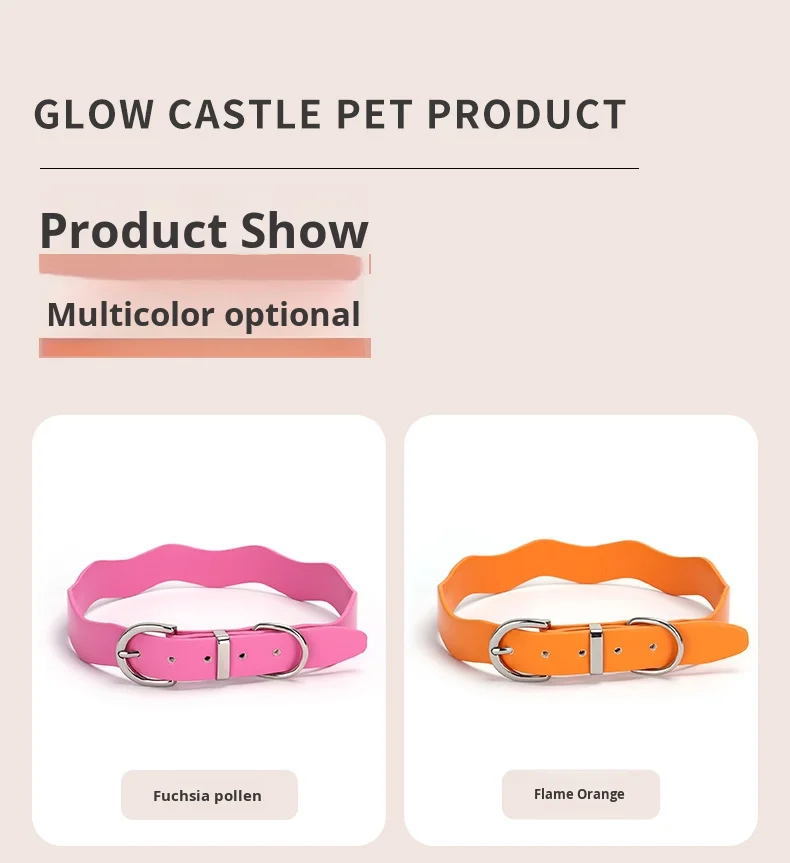 Pu Leather Accessories Dog Collar Macaron Adjustable High-End Special-Shaped Wave Banquet Birthday Ribbon Solid Pet Collar
