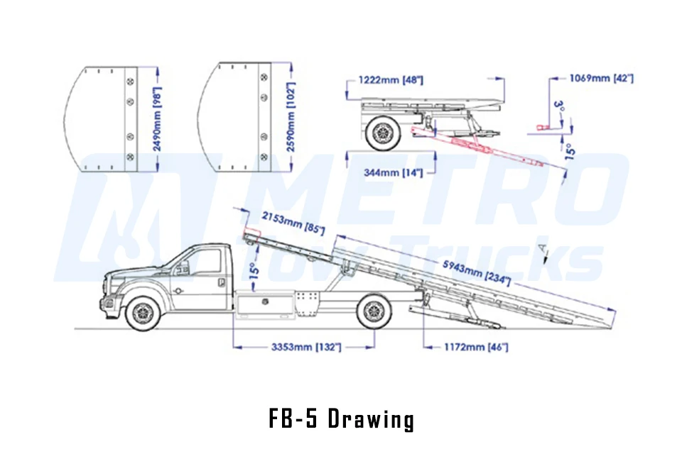 Metro FB5 flat bed wrecker 3.6 ton deck platform flatbed tow truck