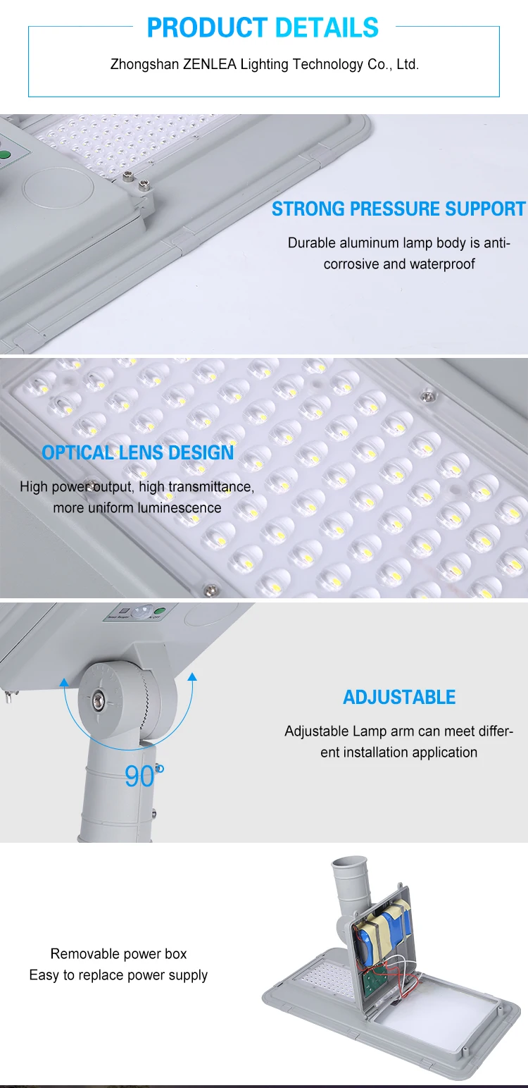 Die-Casting Aluminum Waterproof Ip65 60w 100w 180w Outdoor Integrated All In One Led Solar Road Light