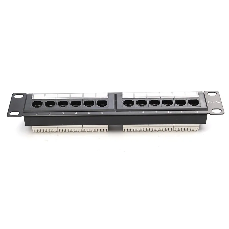 12 Port RJ45 Patch Panel UTP Cat6/Cat5e Ethernet LAN Network Adapter Rack Cable Wall Mounted Bracket Connector Rack Tool