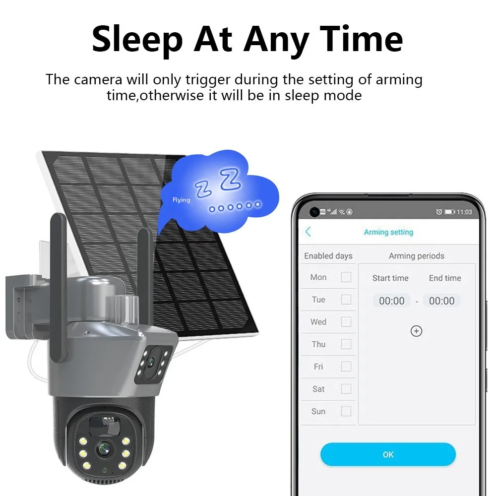 V380Pro Outdoor Dural Lens Waterproof Wide-angle Camera with Solar Binocular Smart Monitoring WiFi 4G PTZ Windproof Camera IP66