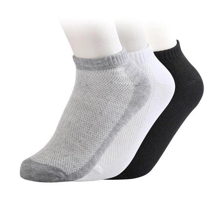 Summer Men Thin Bamboo Cotton White Black Gym Mesh Ankle Invisible Boat