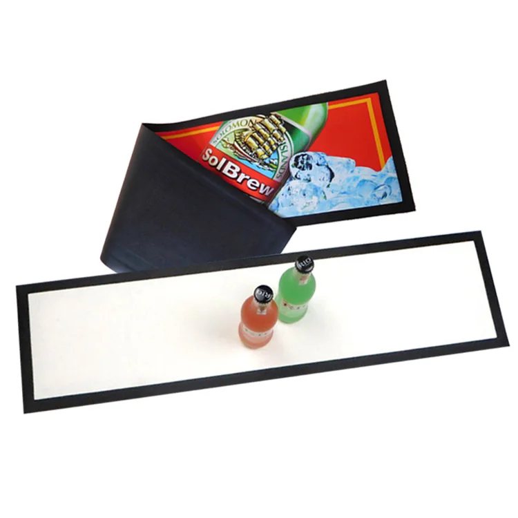 Tigerwings manufacturer promotion personalized wine custom rubber beer drip spill soft bar runner mat with logo