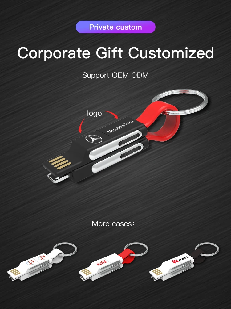 Portable Short 4 in 1 Magnetic Keychain USB Charging Cable for Android Micro USB, iPhone and USB-C - ANKUX.COM