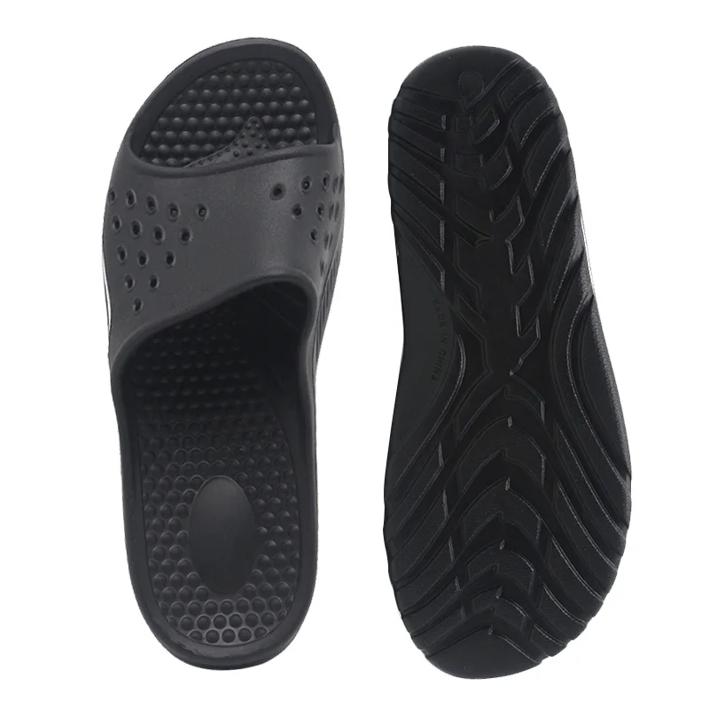 Eva Injection Black Plain Slide Sandals Comfort Indoor Ladies Men