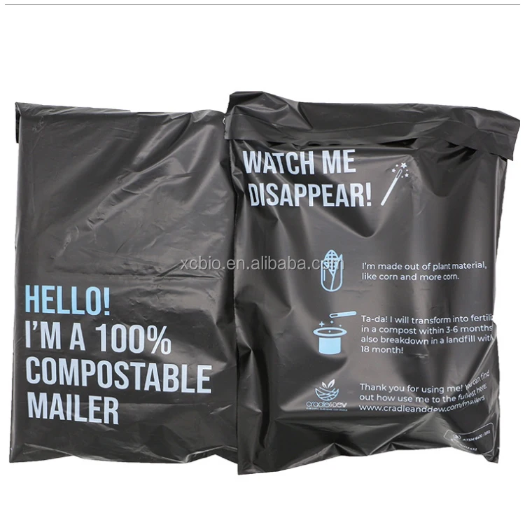 cornstarch biodegradable custom printed poly courier delivery mail shipping bag non-plastic