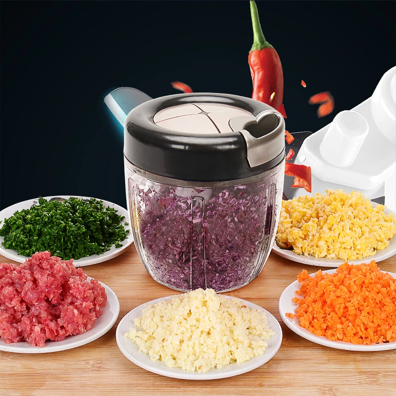 Portable Mini Manual Vegetable Chopper Cutter Five Blade Vegetable