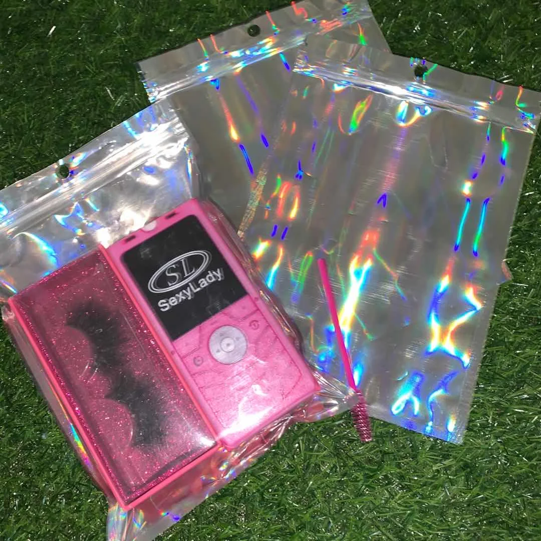 Custom Holographic Plastic Ziplock Bag With Logo Stand Up Glitter Hologram Mylar Ziplock Bags 4507