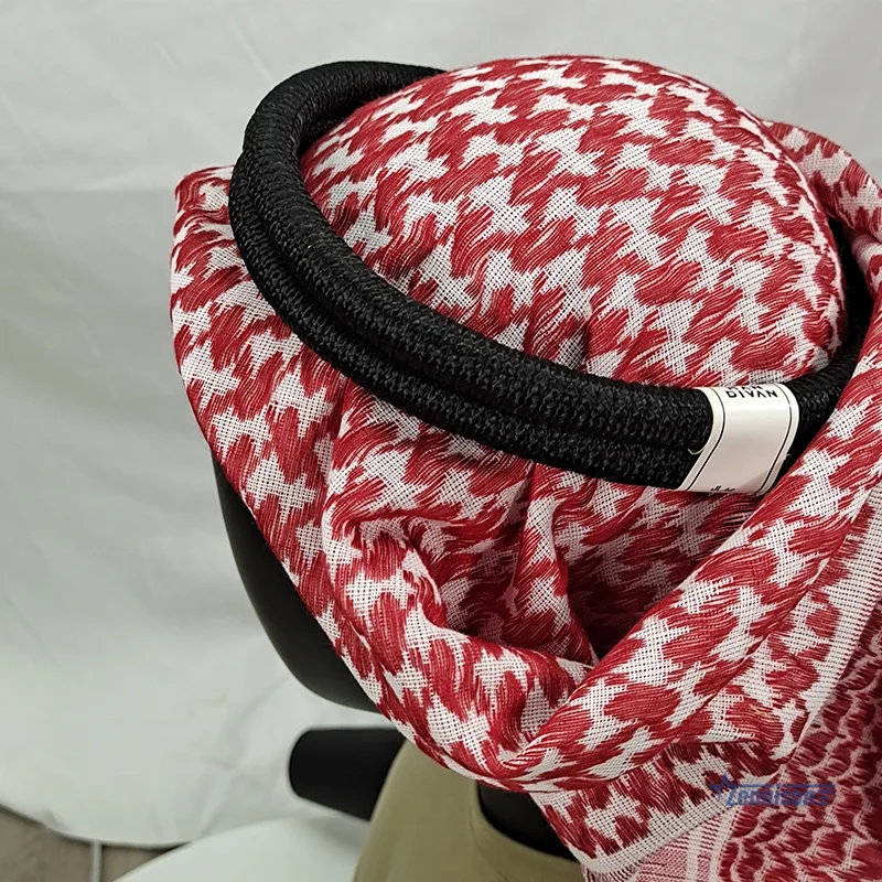 57" Ararab Agal Shemagh Palestinian Keffiyeh Scarf Black Arabian Head