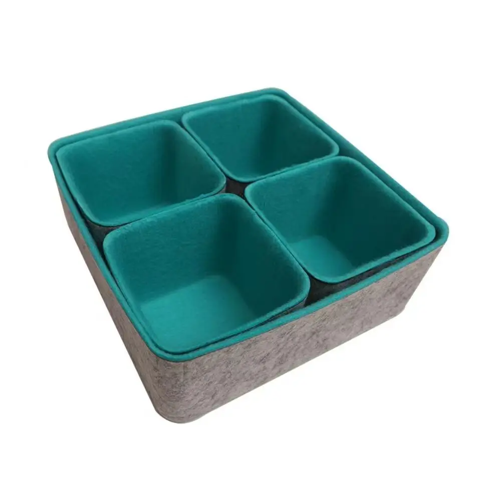 7pcs/set Drawer Organizers Bins Felt Storage Bin Stationery Organizer Bin Drawer Dividers