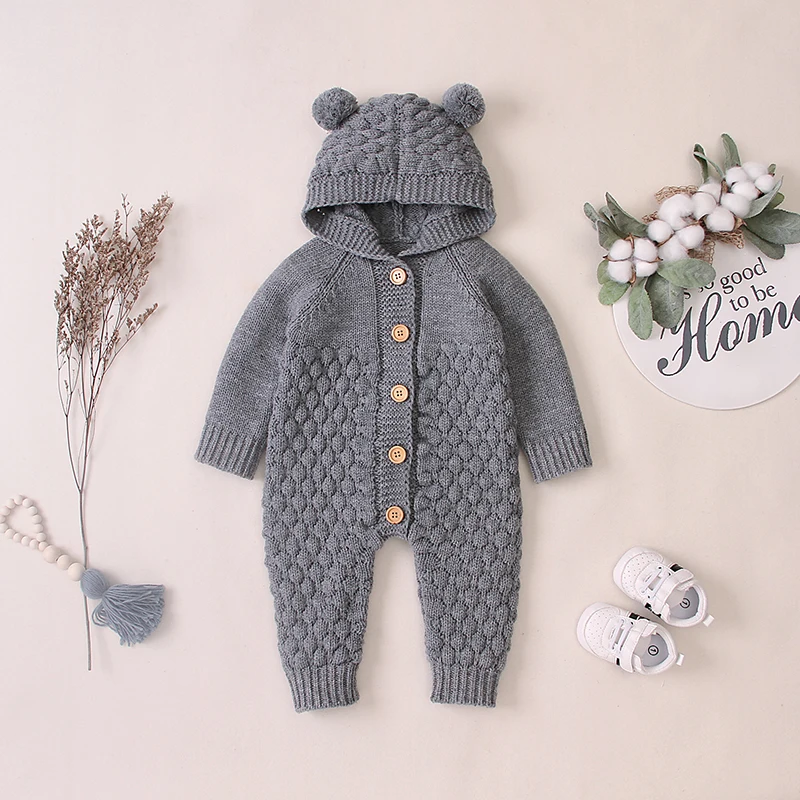 Baby Rompers Knitted Long Sleeve Knit Newborn Bebes Boys Girls Warm ...