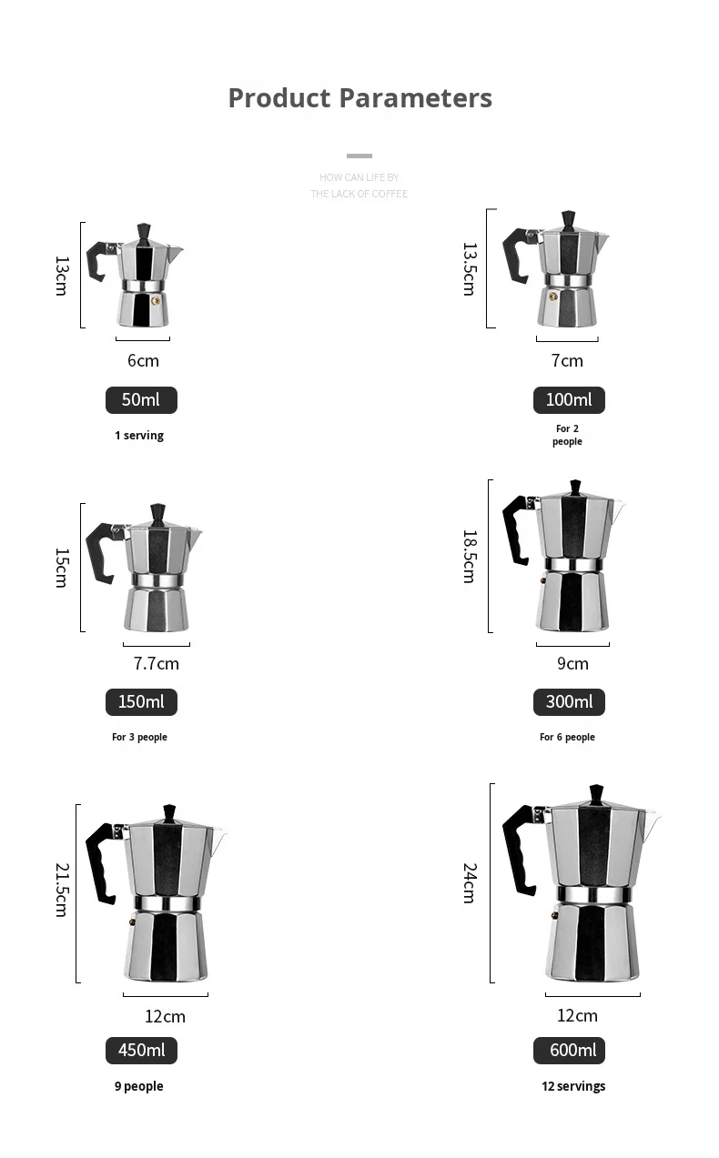 Aluminum Octagonal Stovetop Espresso Moka Pot Coffee Maker Tools Coffee Appliance Metal Coffee Utensils Household