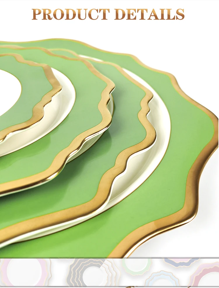 Wholesale Dubai Dinnerware Ceramic Gold Plates Porcelain Wedding Dinner