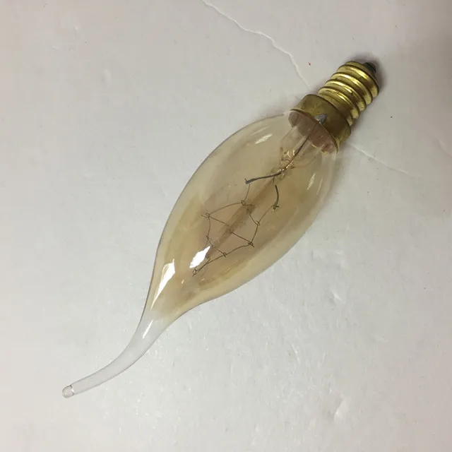 Decorative C35 40W E14 base edison bulb long tip edison filament candle light bulb