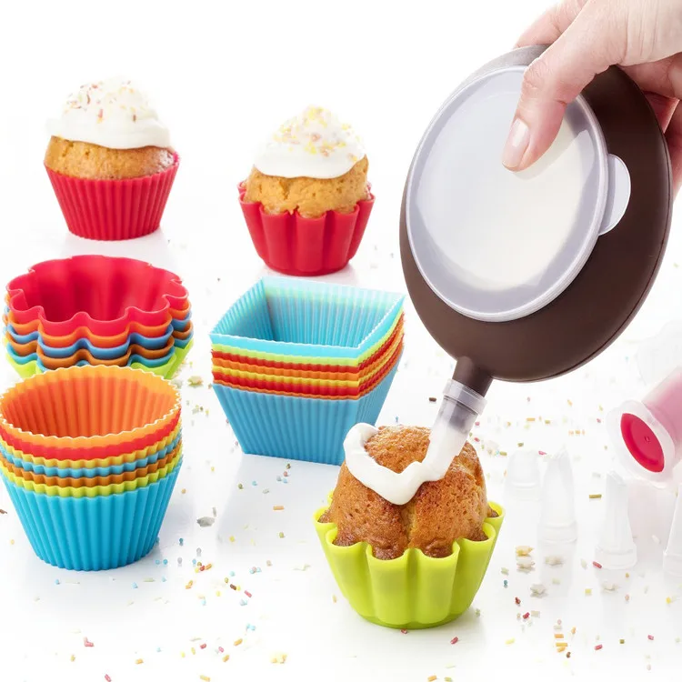 
BPA free high quality reusable silicone cupcake muffin baking cups 