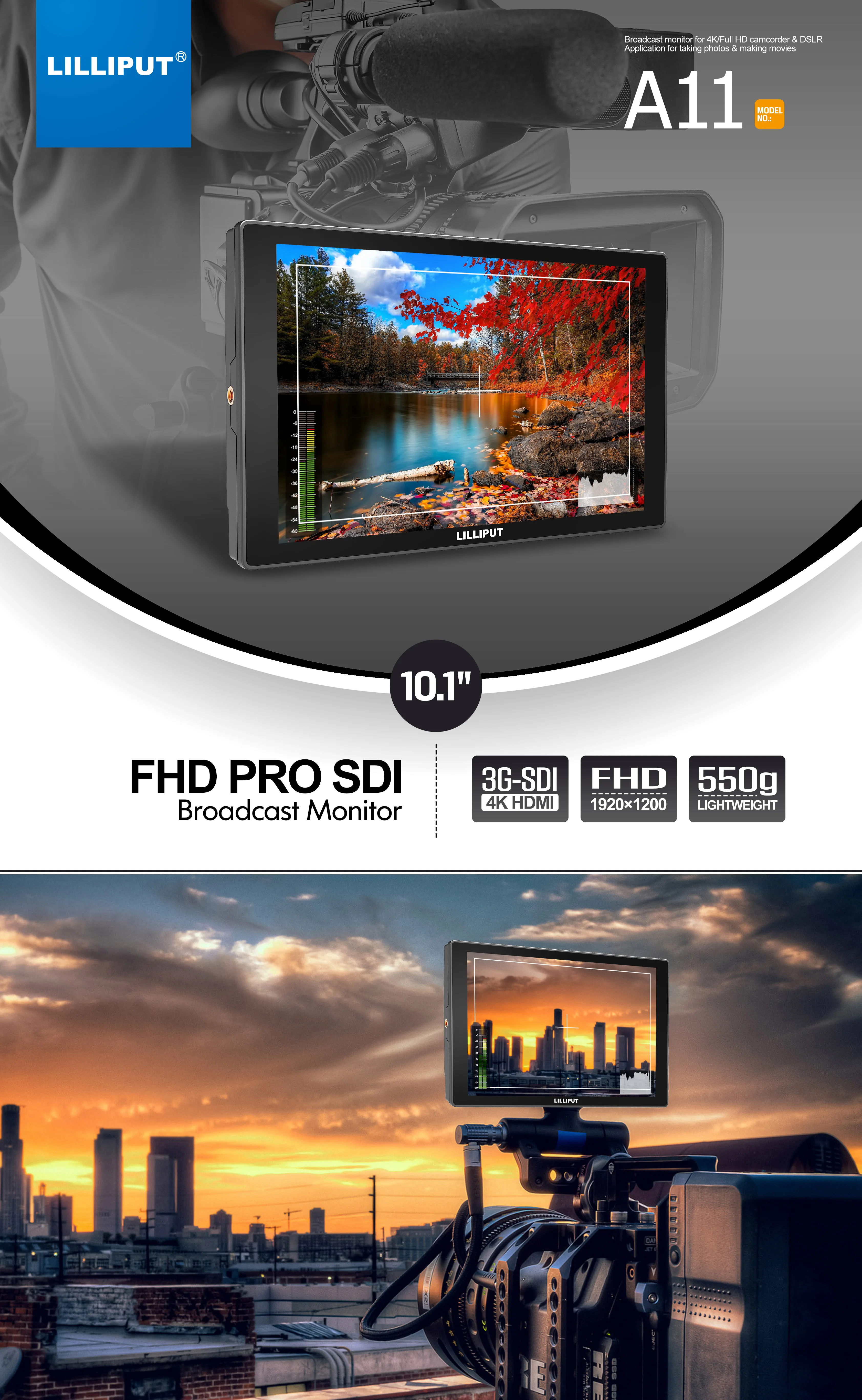 10.1 Inch Ips On Camera Monitor With 4k Hdmi Sdi Input Output Field Monitor  Camera Top Monitor - Buy 4k Hdmi Monitor,Full Hd Sdi Monitor,Field Monitor  Product on Alibaba.com