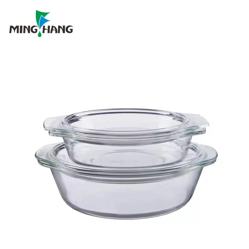 Round High Temperature Resistant Glass Bowl With Cover For Kitchen ...