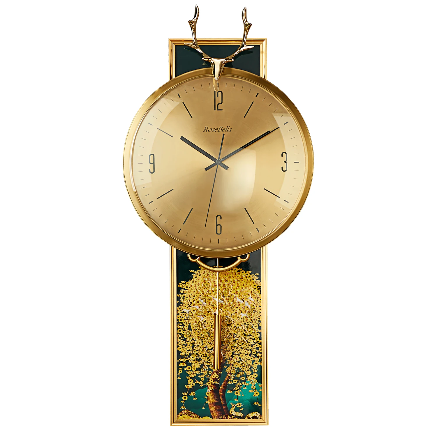 Old Design Luxury Golden Home Clock Hotel Antique Decorative Wall