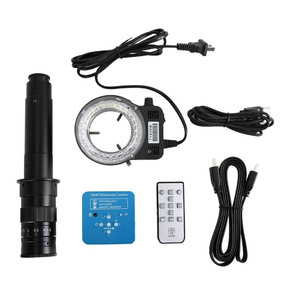 34MP Microscope Camera HDMI USB with 56 pcs lamp beads LED light source Supported window7/ window 8 /window 10